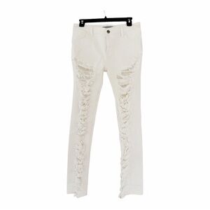PONY STONE Destroyed Distressed White Skinny Jeans Size 8